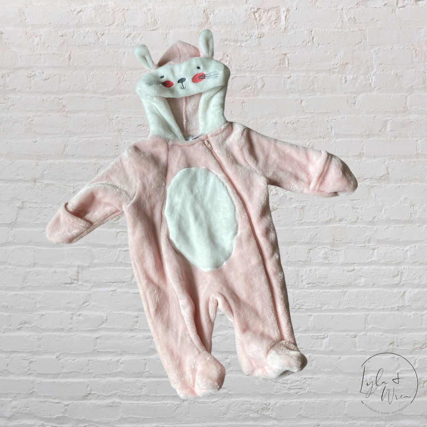 Pink/White Fleece Suit | 0-3 M