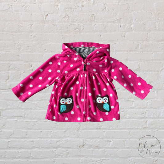 Carter’s Fleece Hot Pink Owl Hoodie | 9 M